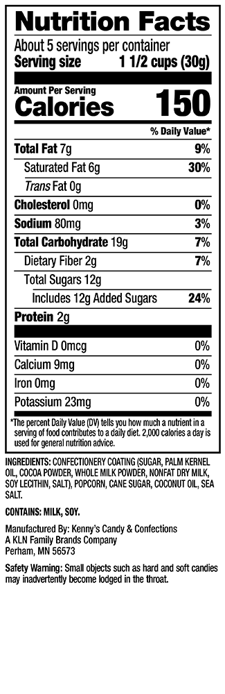 Nutrition Facts - Black And White Drizzled Popcorn
