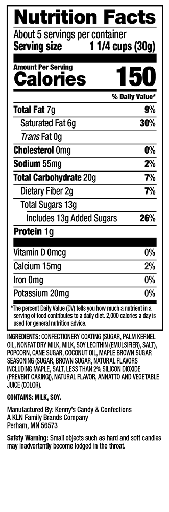 Nutrition Facts - Maple Brown Sugar