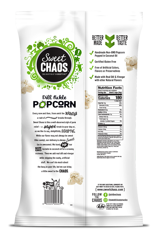 Sweet Chaos Dill Pickle Popcorn - bag back