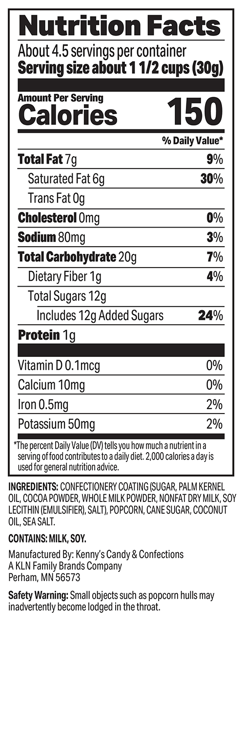 SC_Nutritionals_BlackWhite Nutrition Facts - Sweet Chaos Black and White Drizzled Popcorn